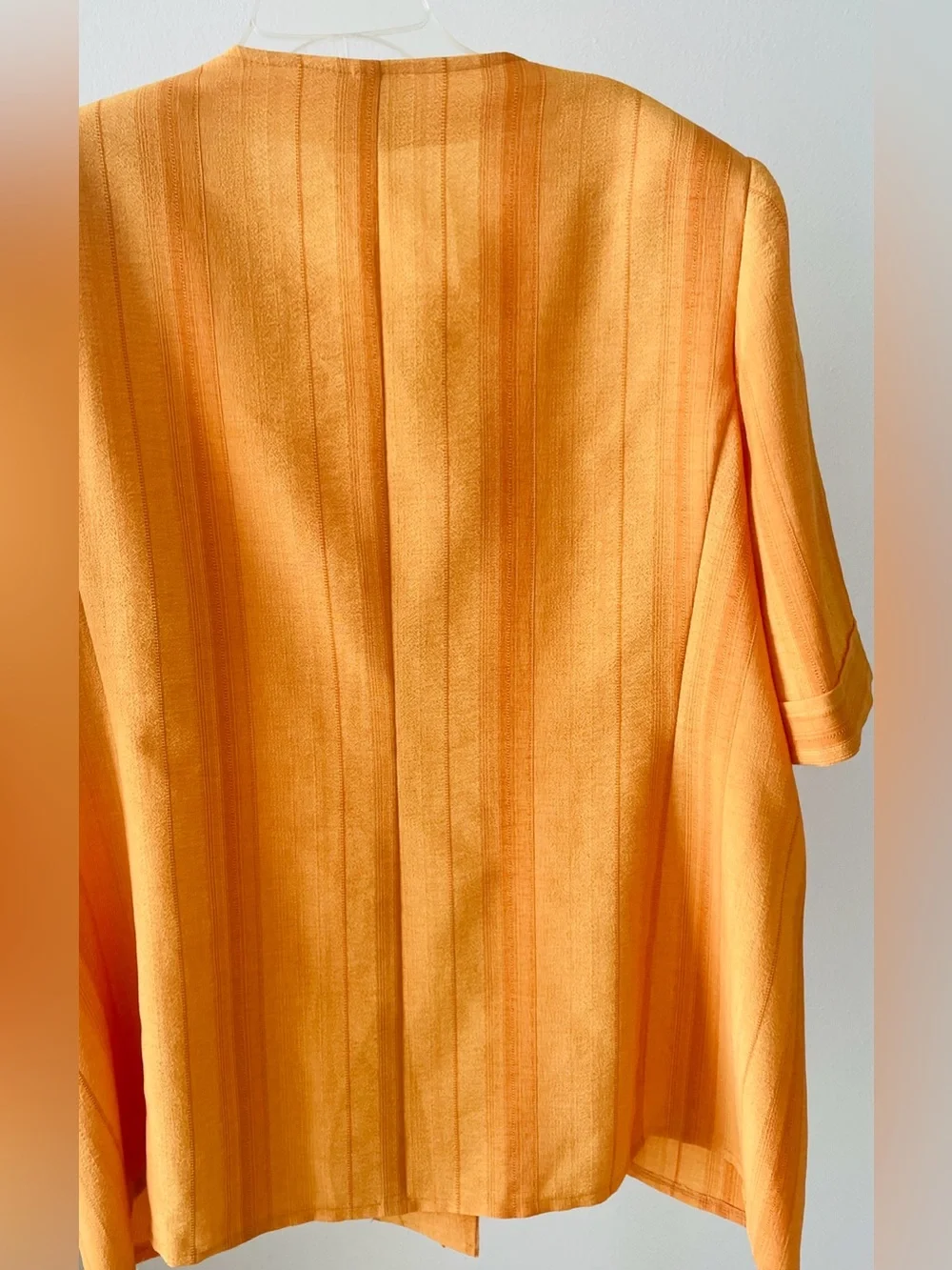 Women’s Textured Button Front Jacket Blazer Top Bright Orange Short Sleeve XXL